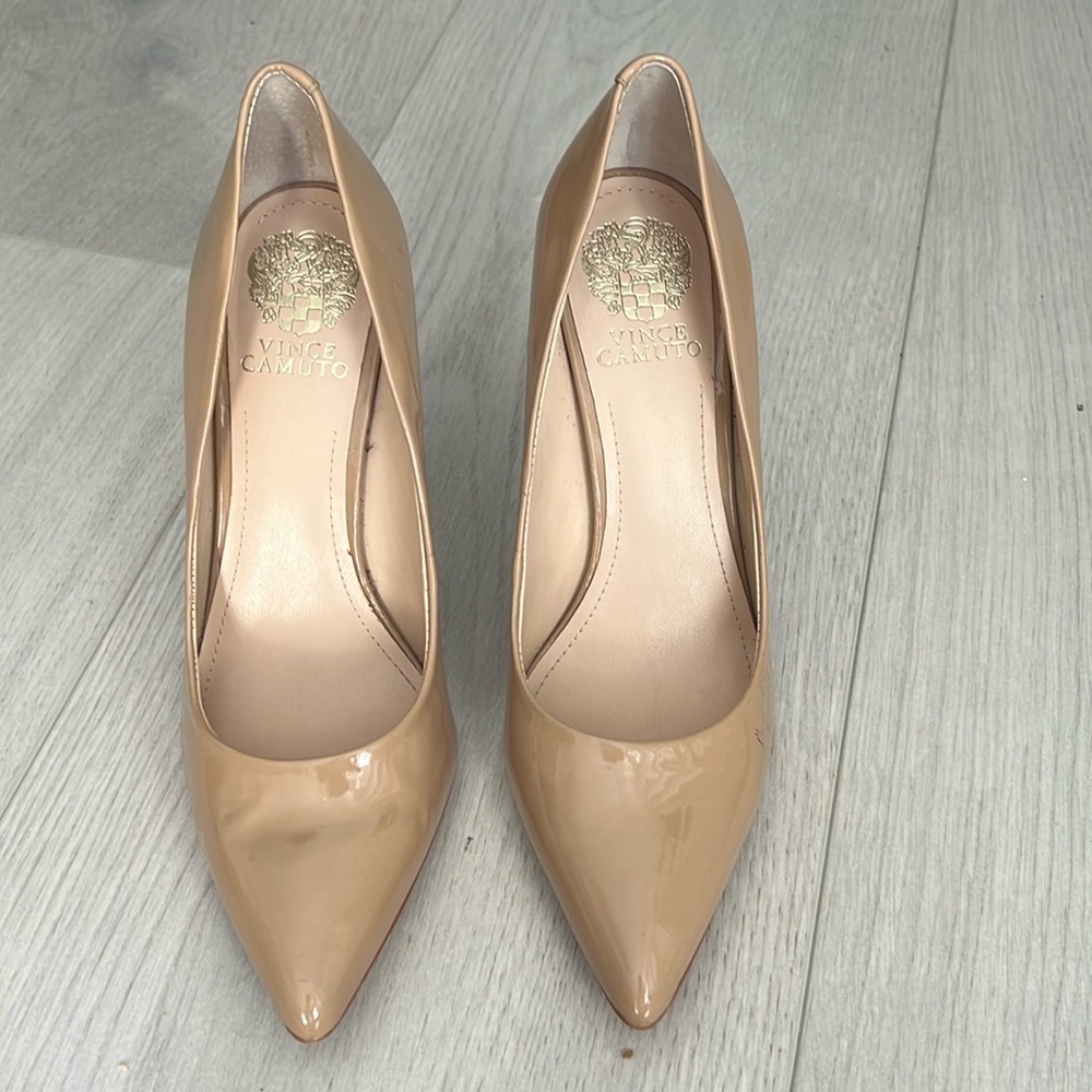 Vince Camuto Nude Patent Pointed-Toe Pumps